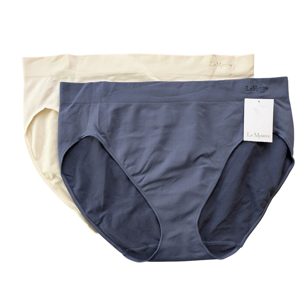 Le Mystere Seamless Comfort Hi Cut Panty 2 Pair Size X-Large Azure Ivory NWT